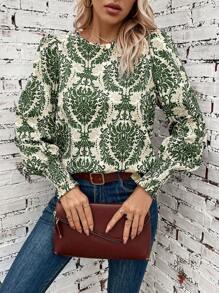 SHEIN Clasi 滿版印花燈籠袖襯衫 - 彩色 - 查看 4