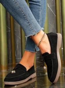 Zapatos planos con hebilla metálica - Negro - Ver 4