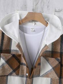 青少年男孩格紋印花連帽襯衫不帶T恤 - 彩色 - 查看 3