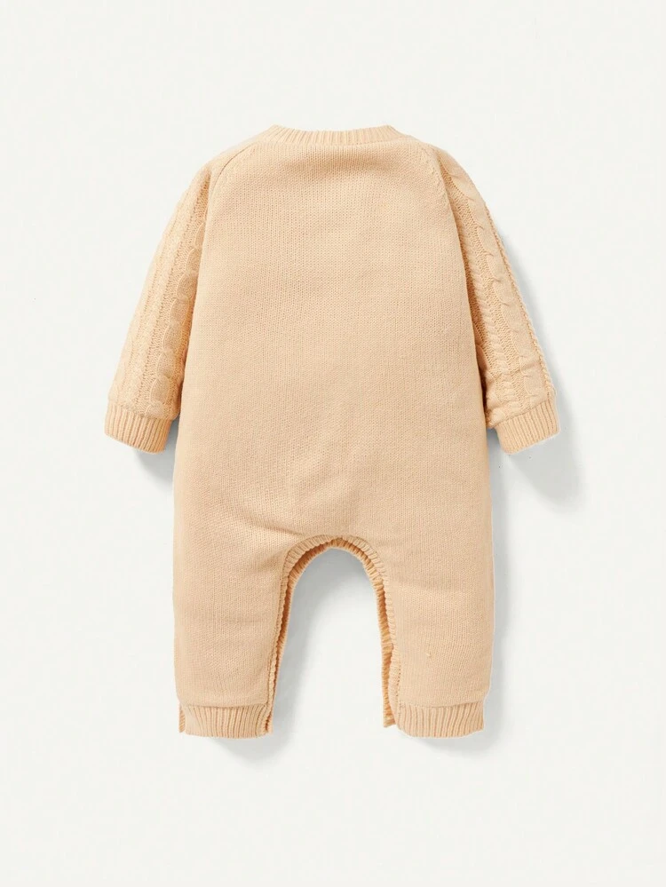 Baby Girl Solid Button Detail Sweater Jumpsuit
