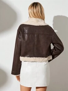 RELISH NOLESS 女式秋冬人造毛皮衬里拉链长袖夹克