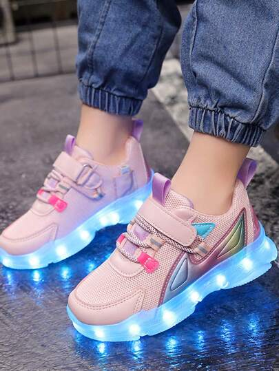 GUANGLAN 可充电 LED 发光儿童鞋，7 色闪光夜光鞋，适合男孩、女孩、幼儿、儿童，USB 充电 LED 灯运动鞋，儿童运动鞋，婴儿白鞋，休闲运动鞋