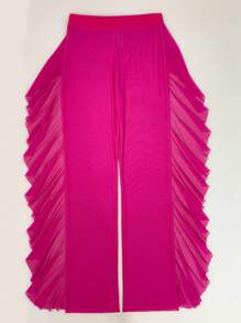 SHEIN Swim Summer Beach Ruffle Trim Cover Up Pants - Hot Pink - View 6