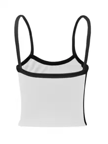INAWLY Contrast Binding Cami Top Graphic Tees Women Tops - White - View 2