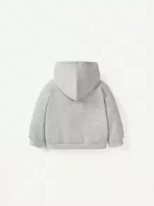 Cozy Pixies 男嬰字母&恐龍印花袋鼠口袋連帽衫 - 淺灰色 - 查看 2