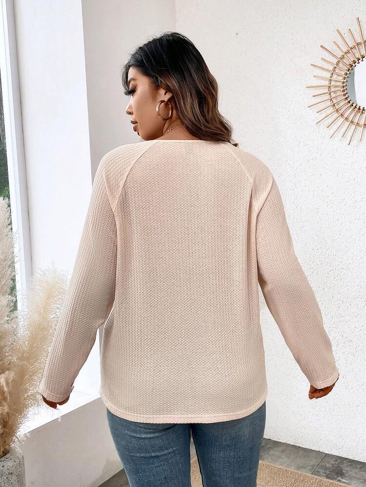Plus Half Zip Raglan Sleeve Tee Fall Cloth For Women