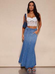 SHEIN BAE Lace Crop Wide Strap Top - White - View 3