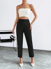SHEIN Privé Pantalones con fruncido - Negro - Ver 6