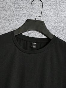 GENTILAND Hombres Camiseta con estampado floral con slogan - Negro - Ver 4