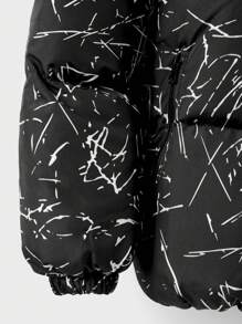 SHEIN Cottnline Men Allover Print Zip Up Puffer Coat Without Tee - Multicolor - View 3