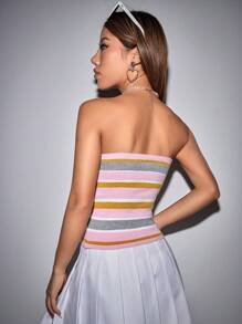 SHEIN Unity Top de punto con patrón de rayas tubo - Multicolor - Ver 2