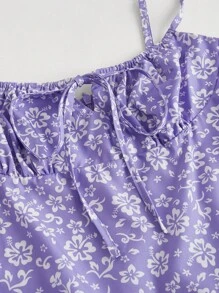 SHEIN MOD 印花胸部褶皺吊帶洋裝