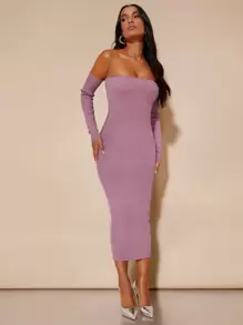 SHEIN BAE Off Shoulder Bodycon Sweater Dress