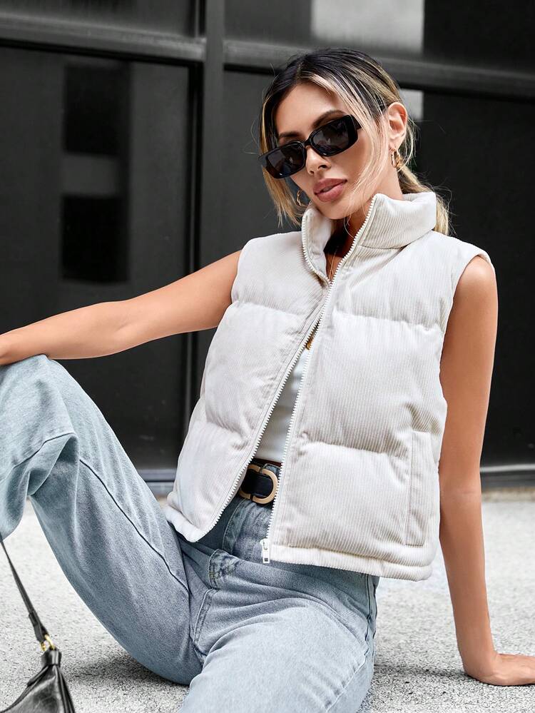 Zip Up Vest Padded Coat For Winter