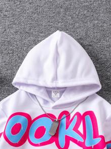 SHEIN Young Girl Letter Graphic Hoodie & Sweatpants