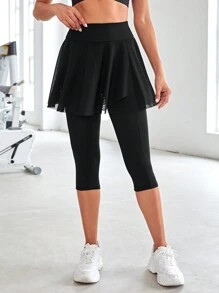 Easithlete Solid 2 In 1 Sports Leggings With Phone Pocket - Black - View 3