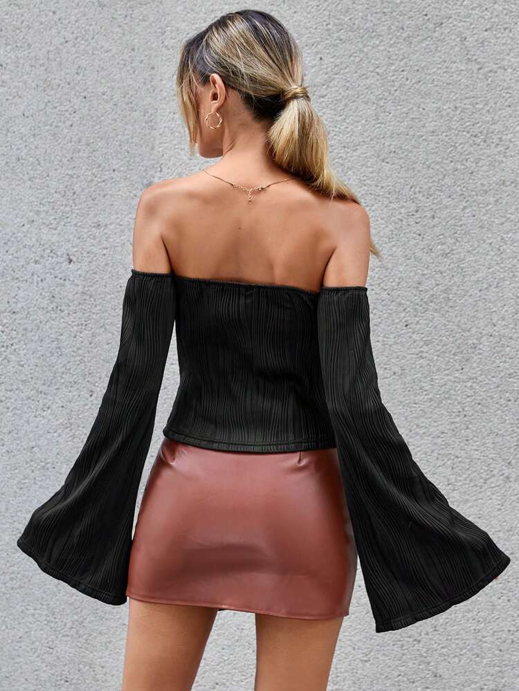 Off Shoulder Trumpet Sleeve Tee