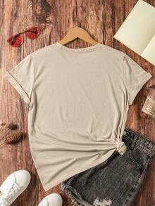 SHEIN LUNE Camiseta con estampado vaca & floral - Albaricoque - Ver 2