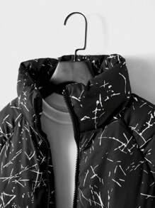 SHEIN Cottnline Men Allover Print Zip Up Puffer Coat Without Tee - Multicolor - View 5