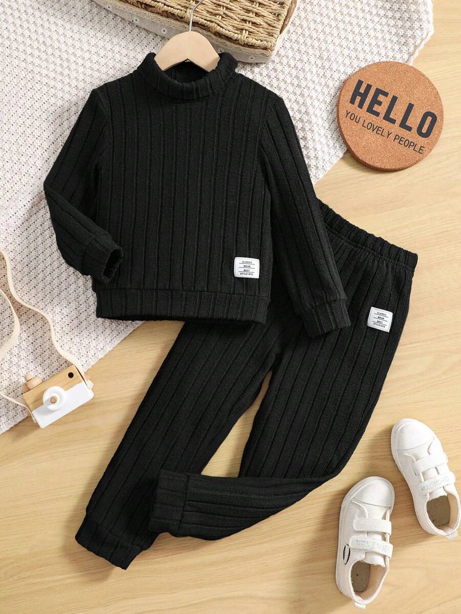 SHEIN 男童（小）兩件套 - 黑色 - 查看 1