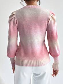 SHEIN Essnce 漸層燈籠袖套頭毛衣 - 彩色 - 查看 2