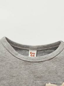 Cozy Pixies Baby Boy Cartoon Graphic Tee & Pants - Apricot - View 4