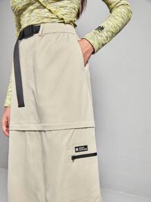 In My Nature Letter Patched Detail Buckle Belted Skirt