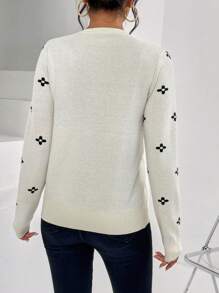 SHEIN Privé Cardigan Fleuri À Bouton - Beige - Voir 2