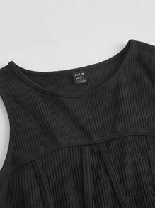 SHEIN MOD 素色荷葉邊洋裝 - 黑色 - 查看 3