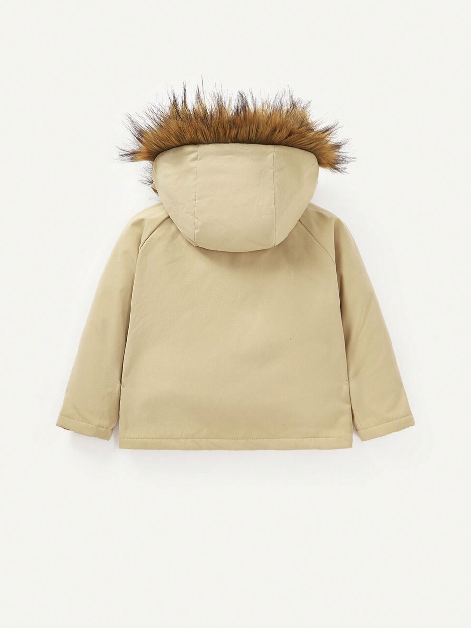 Baby Boys' Hooded Jacket With Lapel Collar, Flap Pockets And Raglan Sleeves