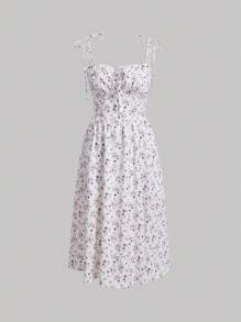SHEIN MOD 小碎花肩上打結吊帶洋裝