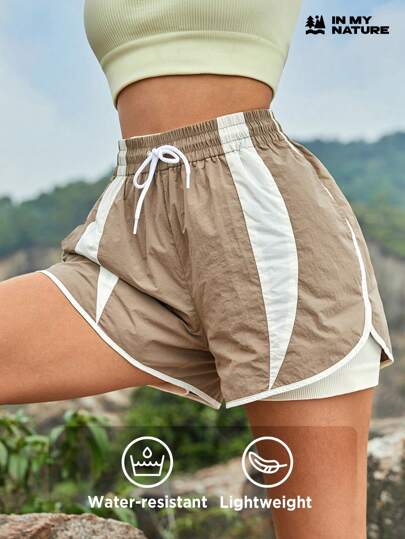 In My Nature 女士復古撞色彈性腰帶防濺戶外運動遠足短褲