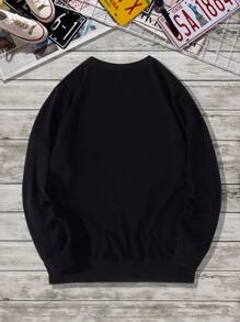 Manfinity Homme 男士大码鳥印花運動衫 - 黑色 - 查看 2