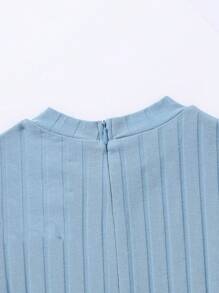 SHEIN Tween Girl Letter Patched Detail Romper - Baby Blue - View 3