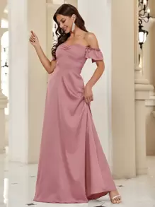 SHEIN Belle 胸部褶皺洋裝 - 藕粉色 - 查看 6