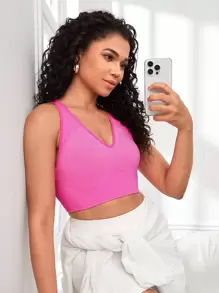 Seamless High Stretch Sports Bra - Hot Pink - View 3