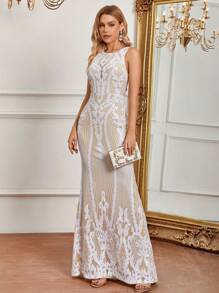 SHEIN Belle 魚尾裙下擺網紗正式洋裝 - 彩色 - 查看 5