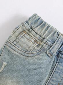 SHEIN Đứa bé trai Rách Quần legging thẳng - Rửa nhẹ - Xem 5