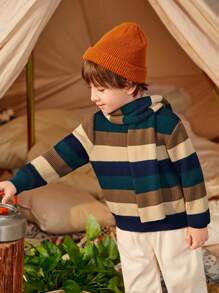 SHEIN 男小童條紋圖案套頭毛衣帶圍巾 - 彩色 - 查看 4