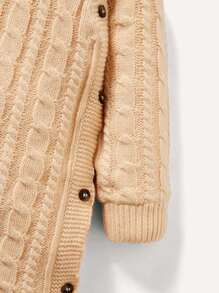 Baby Girl Solid Button Detail Sweater Jumpsuit - Apricot - View 4