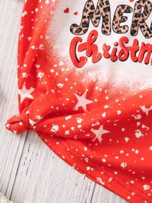 SHEIN Garota Jovem Impressão De Natal Camiseta