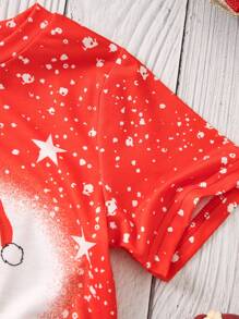 SHEIN Garota Jovem Impressão De Natal Camiseta