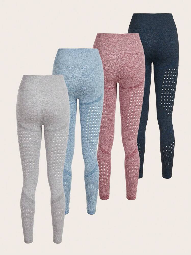 4 piezas leggings deportivos con pretina ancha - Multicolor - Ver 2