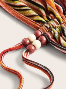 ROMWE Fairycore 大碼條紋印花掛脖上衣 - 彩色 - 查看 3