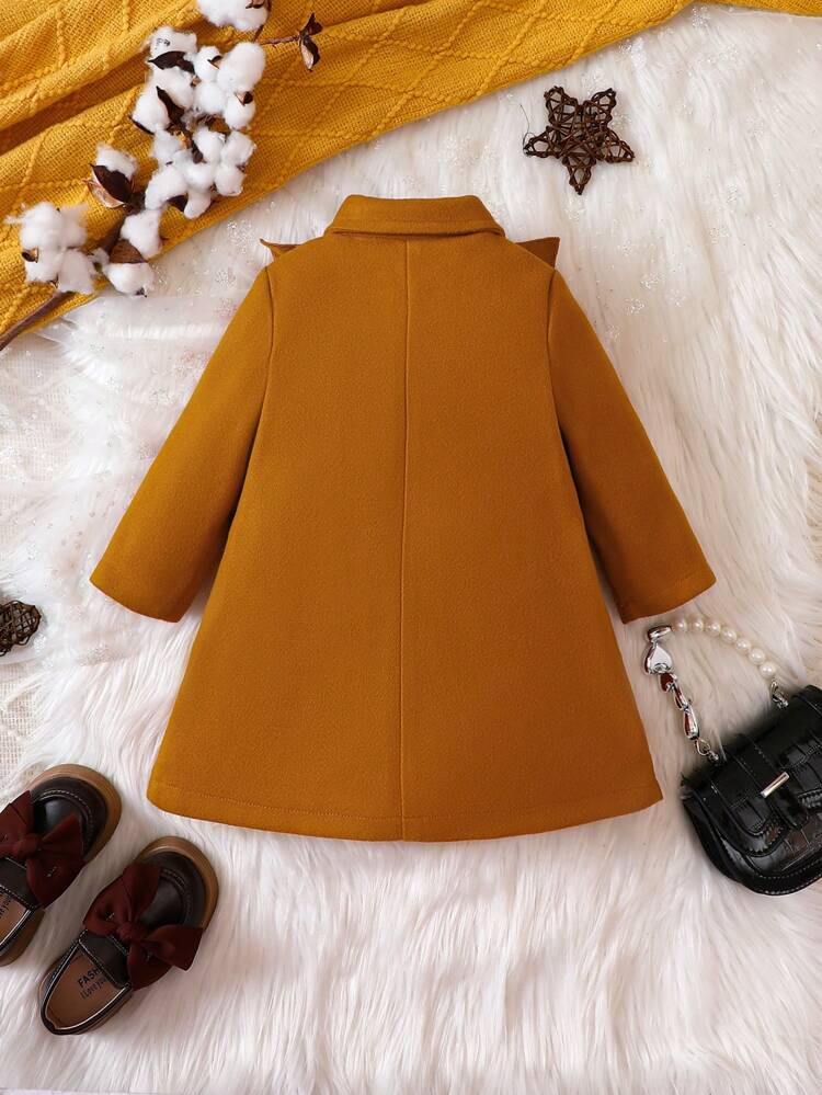 Baby Girl Ruffle Trim Double Breasted Overcoat