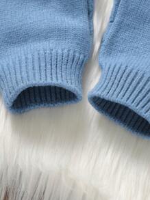 SHEIN Baby Boy Button Detail Cable Knit Jumpsuit Without Sweater Baby Sweater Romperbaby Winter Romper - Blue - View 4