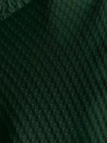 SHEIN LUNE Hơn Khối màu Tay Raglan Dệt kim Waffle Áo thun - Nhiều màu - Xem 7