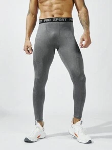 Manfinity Sport Corelite Men 3pcs Letter Graphic Sports Tights With Phone Pocket