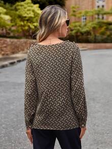 SHEIN LUNE In Toàn bộ cổ áo xếp nếp Áo sơ mi - Nhiều màu - Xem 2