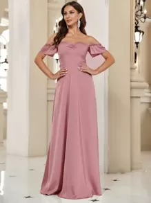 SHEIN Belle 胸部褶皺洋裝 - 藕粉色 - 查看 1